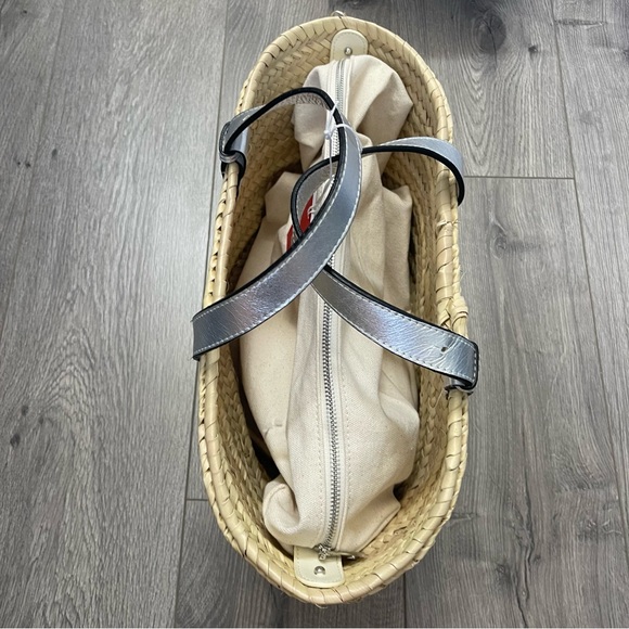 POOLSIDE Essaouira Medium Straw Tote Silver Natural - Picture 5 of 8